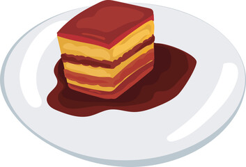 Chinese red braised pork belly illustration on transparent background.
