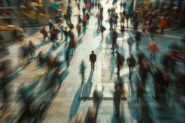 Obraz premium Solitary Figure Amidst Bustling City Streets at Night Symbolizing Loneliness and Introspection