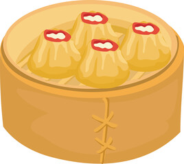 Chinese dumpling illustration on transparent background.
