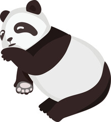 Cartoon sleeping panda illustration on transparent background.
