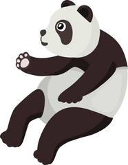 Cartoon cute panda illustration on transparent background.

