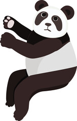 Cartoon cute panda illustration on transparent background.
