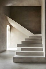 Obraz premium Modern Concrete Staircase Architecture Minimalist Interior Design