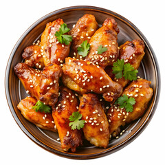 barbecue chicken wings with white sesame and vario