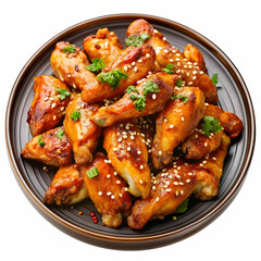 barbecue chicken wings with white sesame and vario