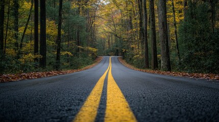 Fototapeta premium Winding Road Through Autumn Forest