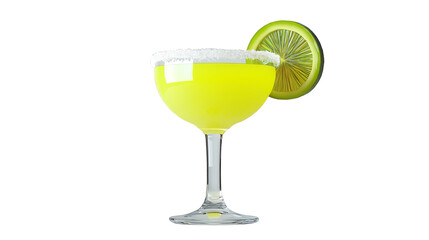 Yellow Cocktail with Lime Wedge on a Colorful Background