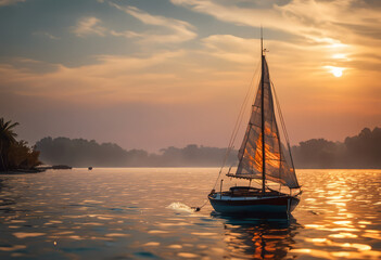 sailing at sunset