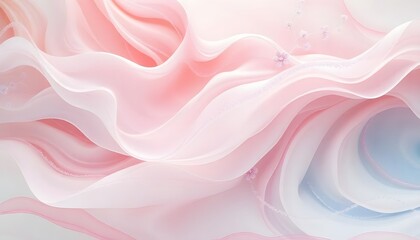 Fototapeta premium Soft, flowing pink and white fabric with delicate, ethereal folds and waves