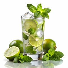 classic cooling mojito with white background
