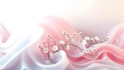 Pastelcolored abstract waves with delicate floral background modern wallpaper, 