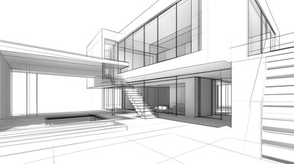 Modern Home Design Architectural Sketch