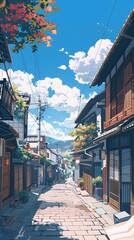 Obraz premium Beautiful Summer Day in Japanese Street