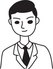 Cartoon man hand drawn doodle illustration on transparent background.
