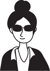 Cartoon woman doodle illustration on transparent background.

