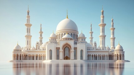 Fototapeta premium Magnificent Architectural Mosque with Domes and Minarets