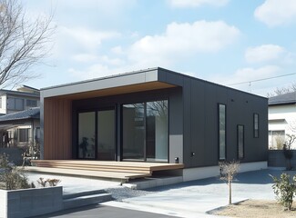 Modern Minimalist Black and Brown House Exterior