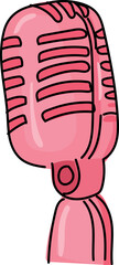 Cartoon microphone illustration on transparent background.
