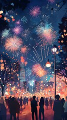 fireworks background at night party, new year's eve party