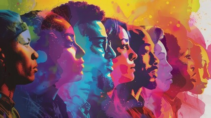 Obraz premium Colorful Representation of Veterans Sharing Stories at Diverse Event for Honoring and Understanding