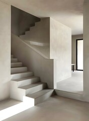 Obraz premium Modern Concrete Staircase in Minimalist Interior Design