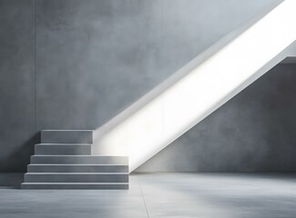 Obraz premium Modern Minimalist Concrete Staircase Interior Design