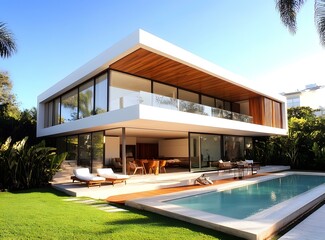 Fototapeta premium Modern Architecture Home Design With Swimming Pool