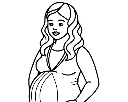 recommend clip art: women pregnancy line art illustration