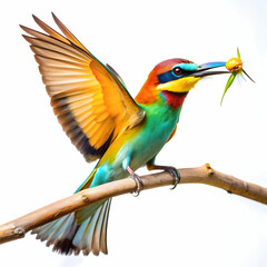 colorful bee eater trying to eat a flying insect o
