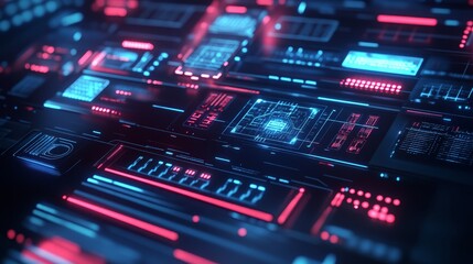 Obraz premium Futuristic Digital Interface with Neon Lights