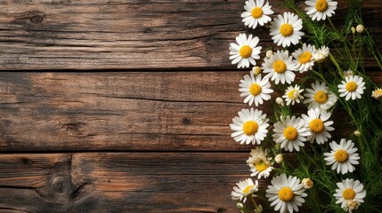 Fototapeta premium White Daisies on Rustic Wooden Background