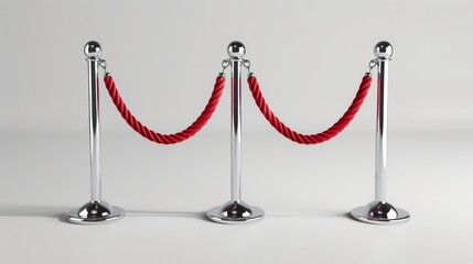 Three chrome stanchions with red velvet rope barrier.