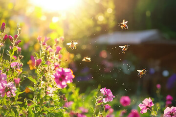 Sun-Kissed Blooms: A Buzzing Symphony of Bees and Flowers