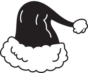 Santa hat doodle illustration on transparent background.
