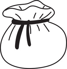 Santa bag doodle illustration on transparent background.
