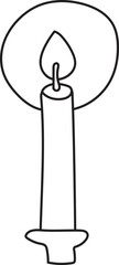 Christmas candle doodle illustration on transparent background.
