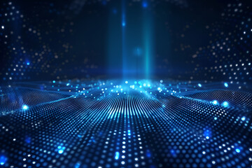 Digital encryption elegance: binary code matrix on dark blue canvas - A cybersecurity and cryptocurrency conceptual wallpaper, 
Abstract background with lots of light spots, blue dots against a dark 