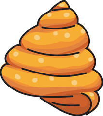 Cartoon sea ​​shell illustration on transparent background.
