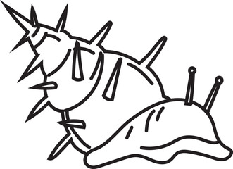 Cartoon snail hand drawn doodle illustration on transparent background.
