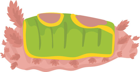 Cartoon caterpillar illustration on transparent background.

