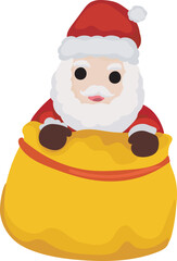 Cartoon cute santa claus illustration on transparent background.
