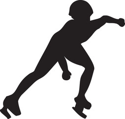Ice skating athlete silhouette illustration on transparent background.
