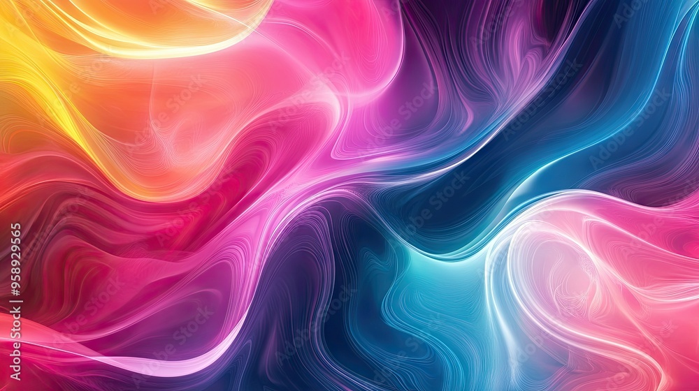 Poster colorful, moving abstract background with a dynamic effect, showcasing fluid patterns and gradients 