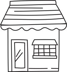 Cartoon store doodle illustration on transparent background.
