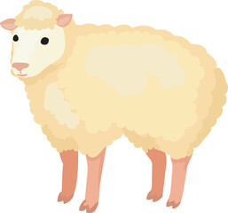 Cartoon sheep illustration on transparent background.
