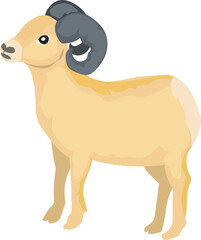 Cartoon goat illustration on transparent background.
