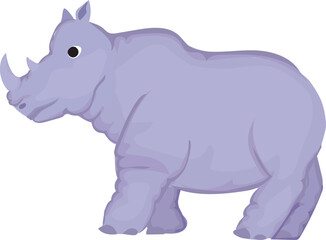 Cartoon rhinoceros illustration on transparent background.