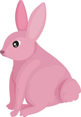 Cartoon rabbit illustration on transparent background.
