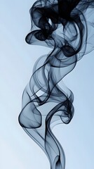 Black Smoke on Blue Background, Abstract Image, Texture, Pattern, Wallpaper, Cover and Screen for Smartphone, Cell Phone, PC, Laptop, 9:16 and 16:9 Format