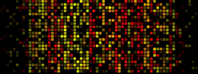 Vibrant Pixelated Design: Red, Orange, and Yellow on Dark Background